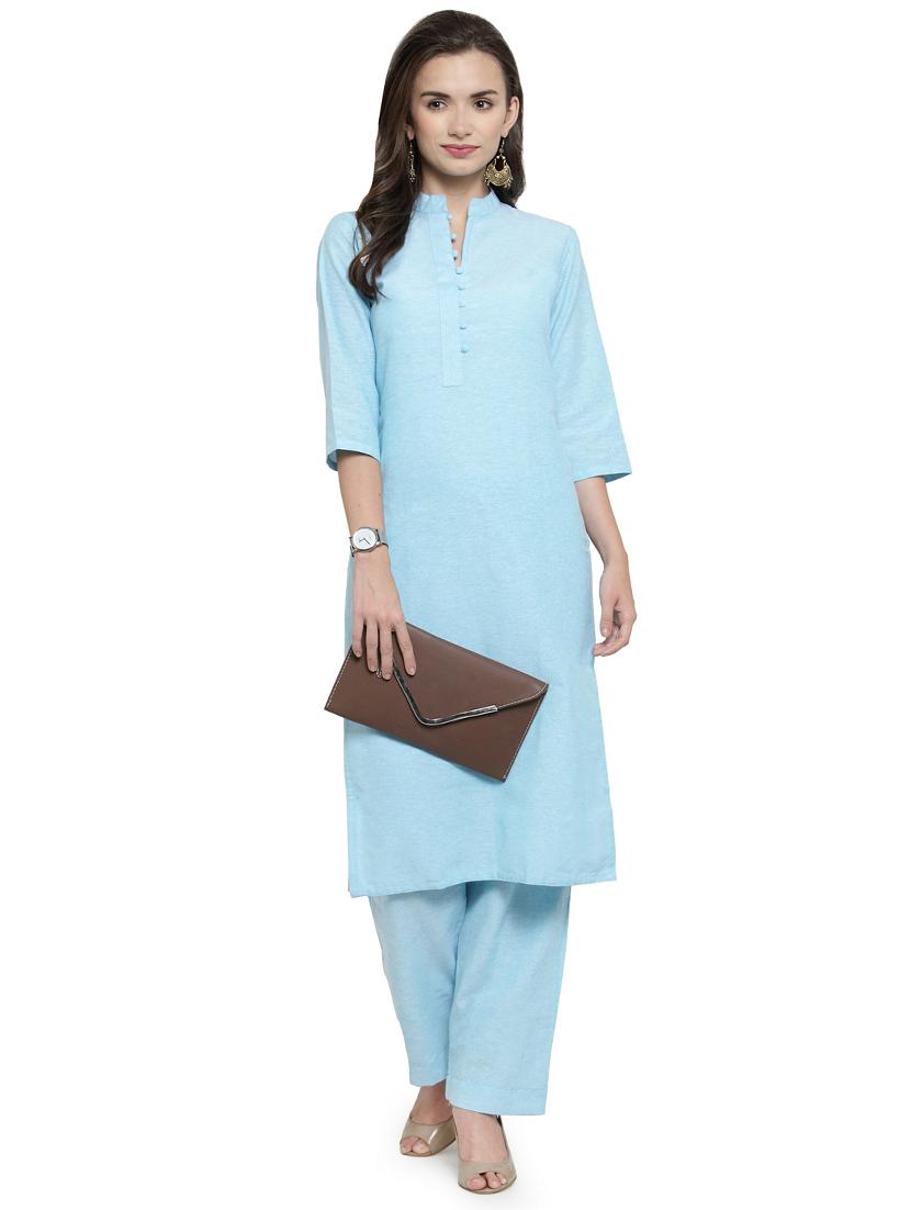 solid straight kurta pant set - 16463527 - Standard Image - 3