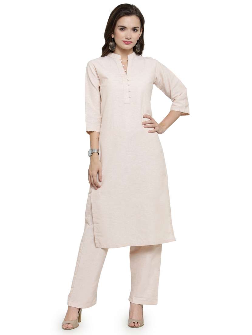 solid straight kurta pant set