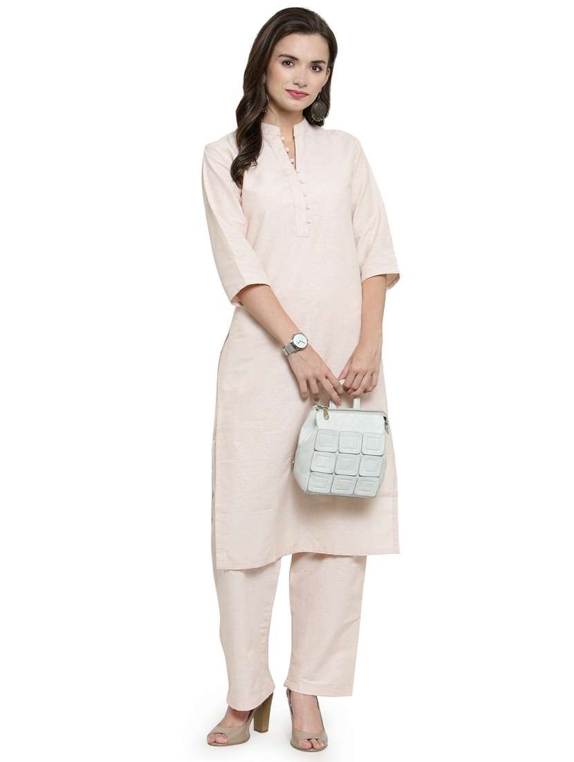 solid straight kurta pant set - 16463530 -  Standard Image - 3