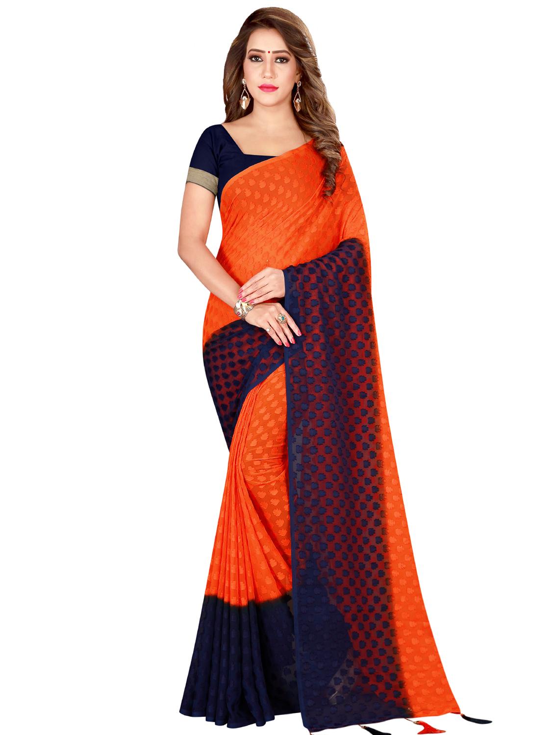 contrast jamdani saree with blouse - 16466077 - Zoom Image - 0