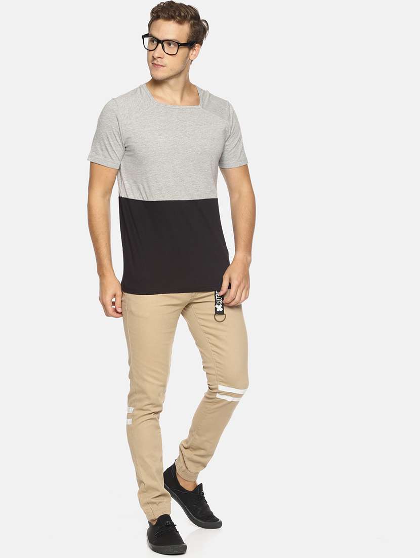 beige striped flat front casual trouser - 16466350 - Standard Image - 3