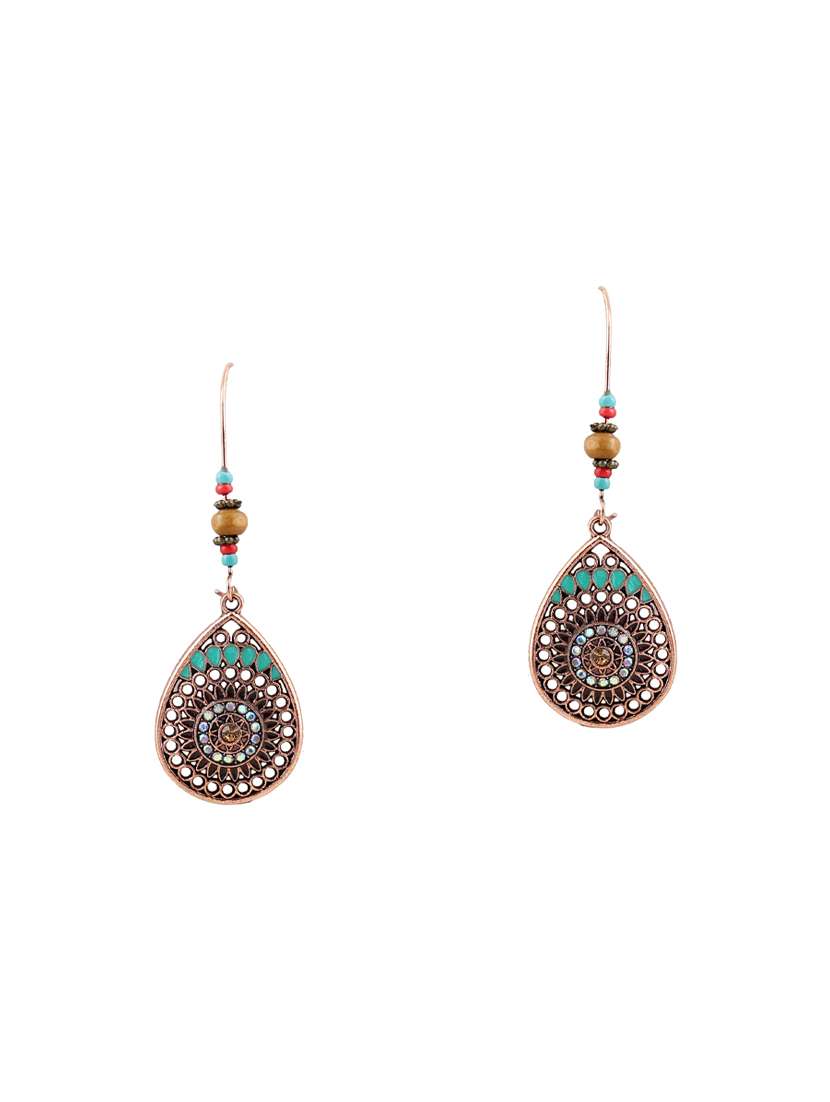 green metal drop earring