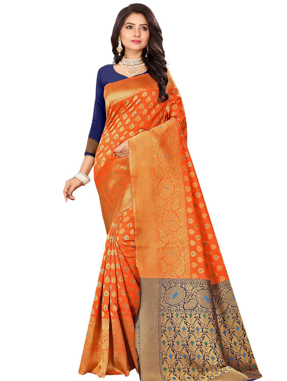 self-design banarasi saree with blouse