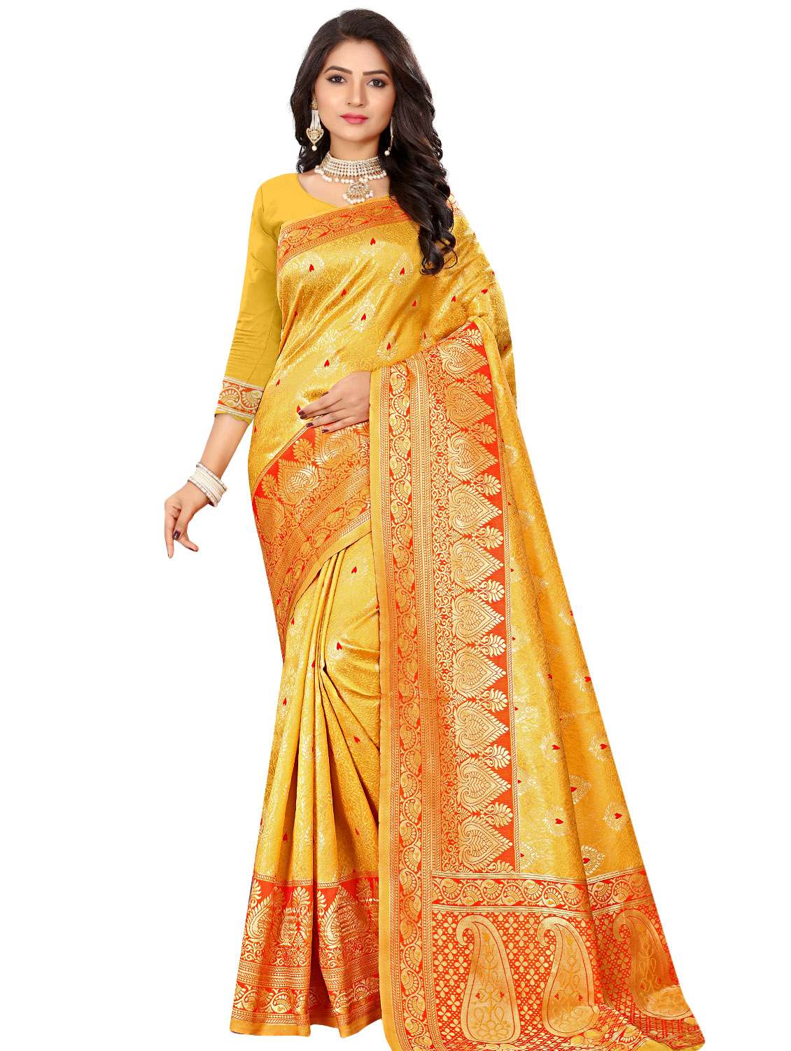 self-design banarasi saree with blouse