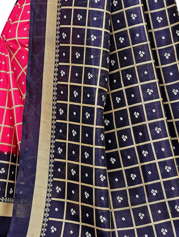 checkered printed saree with blouse - 16471065 - Standard Image - 3