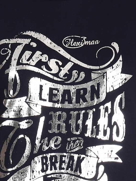 round neck foil print tee - 16471258 - Standard Image - 3