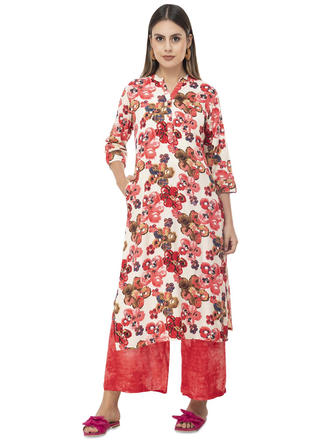 printed straight kurta - 16471361 -  Zoom Image - 0