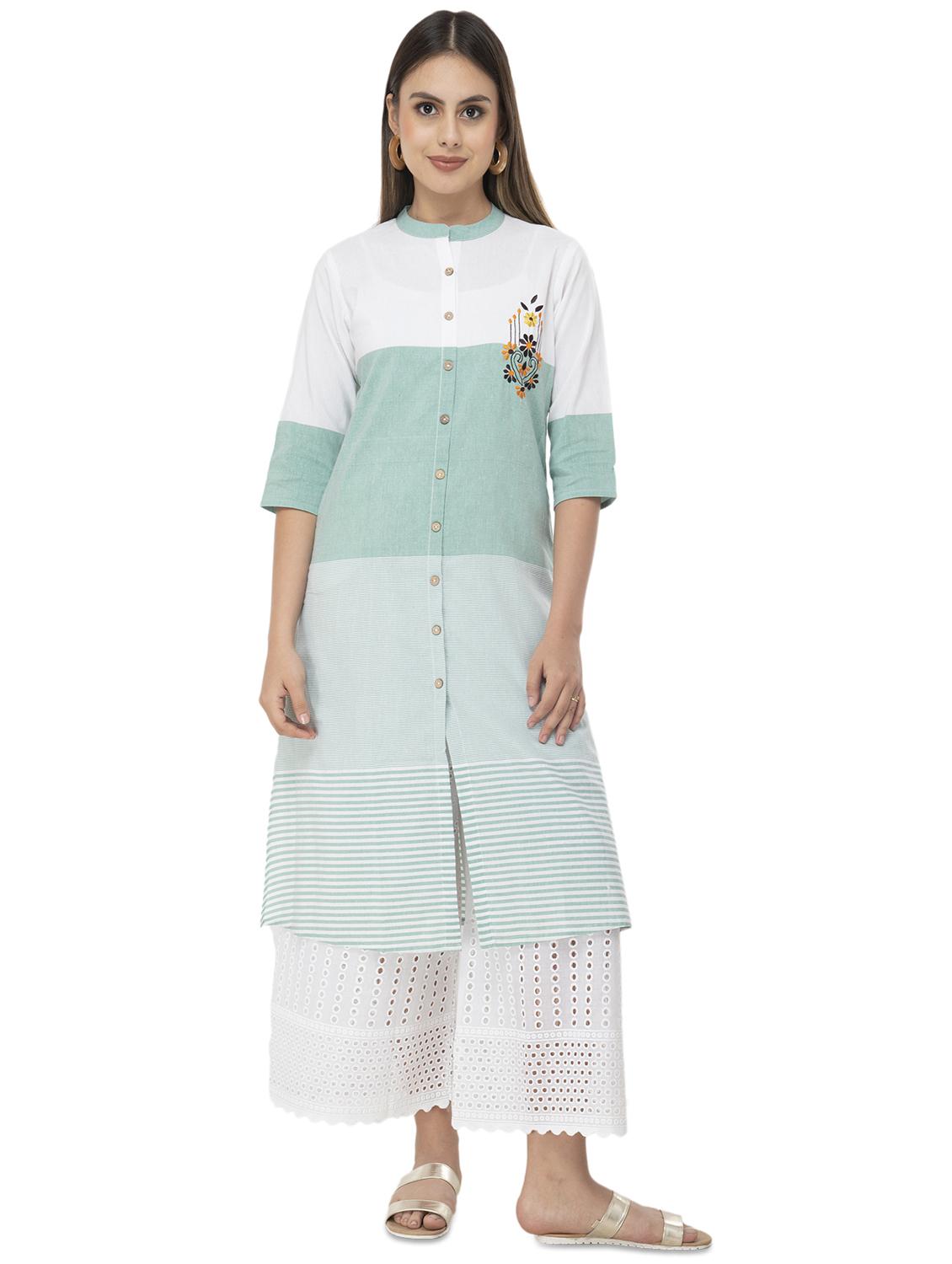 color block a-line kurta - 16471363 - Zoom Image - 0