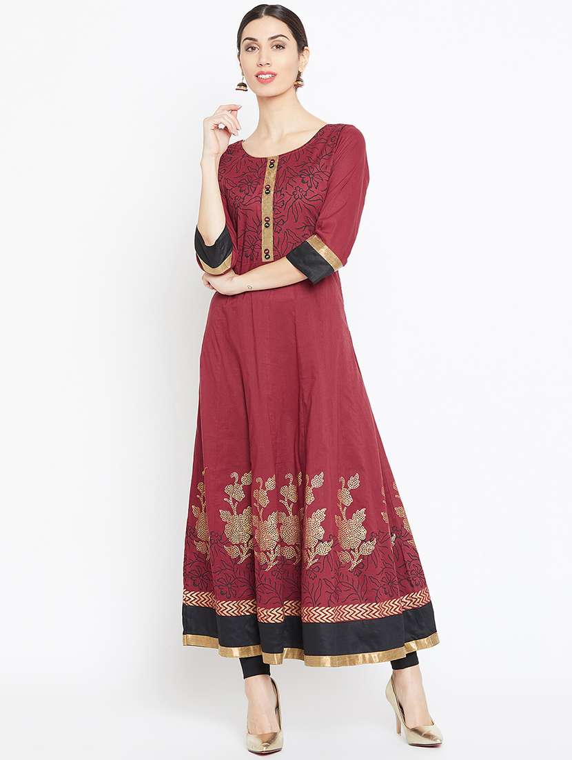 block printed anarkali kurta