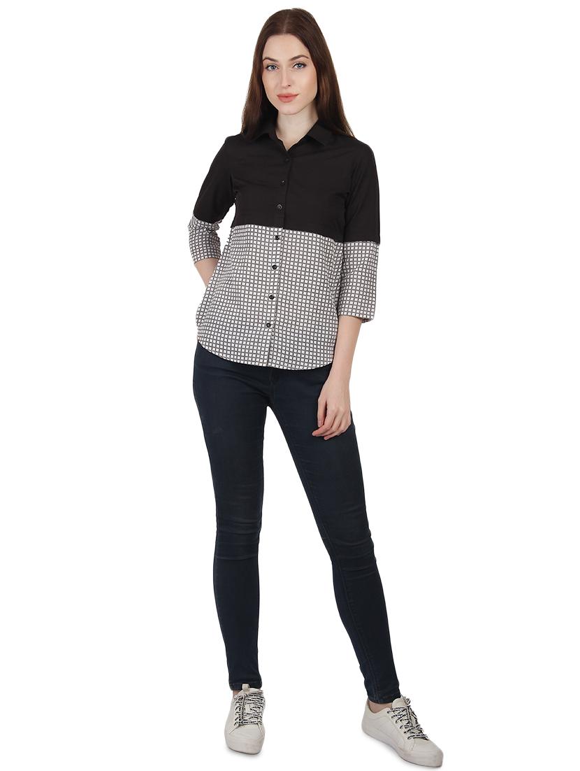 color block checkered shirt - 16480703 - Standard Image - 3