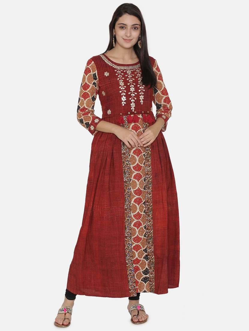 gota work a-line kurta