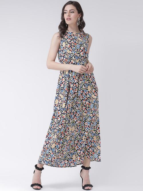 round neck abstract maxi dress - 16483250 - Standard Image - 0