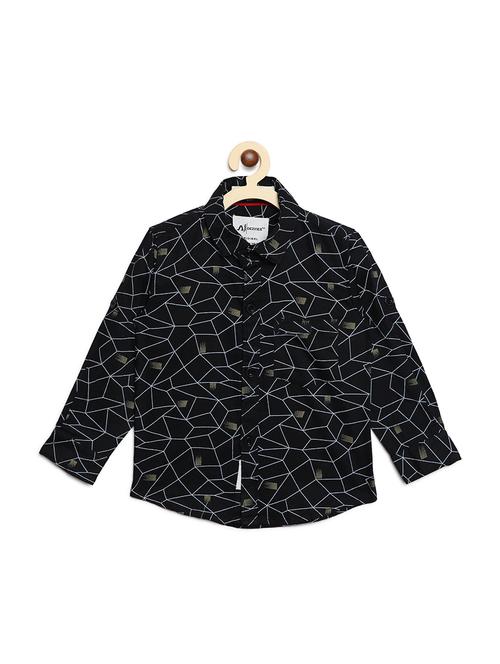 roll up sleeve geometric print shirt - 16483317 - Standard Image - 0
