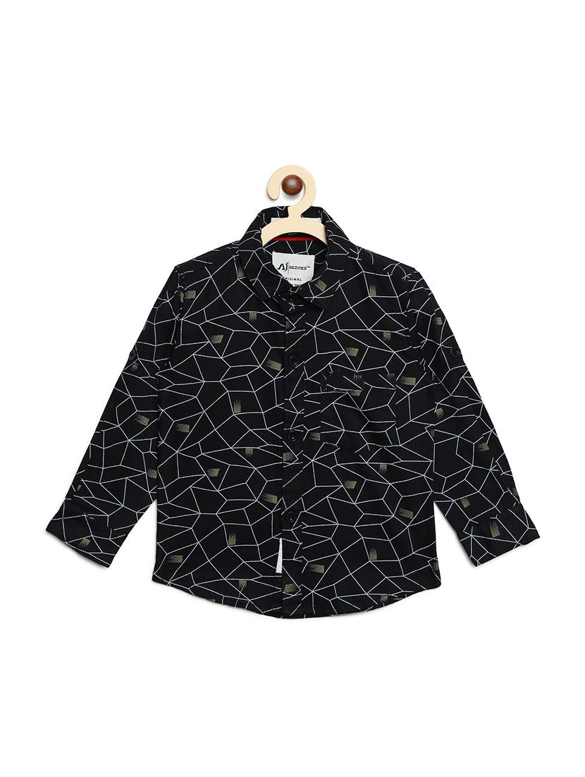 roll up sleeve geometric print shirt - 16483317 - Zoom Image - 0