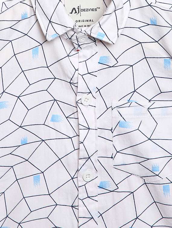 roll up sleeve geometric print shirt - 16483319 -  Standard Image - 3