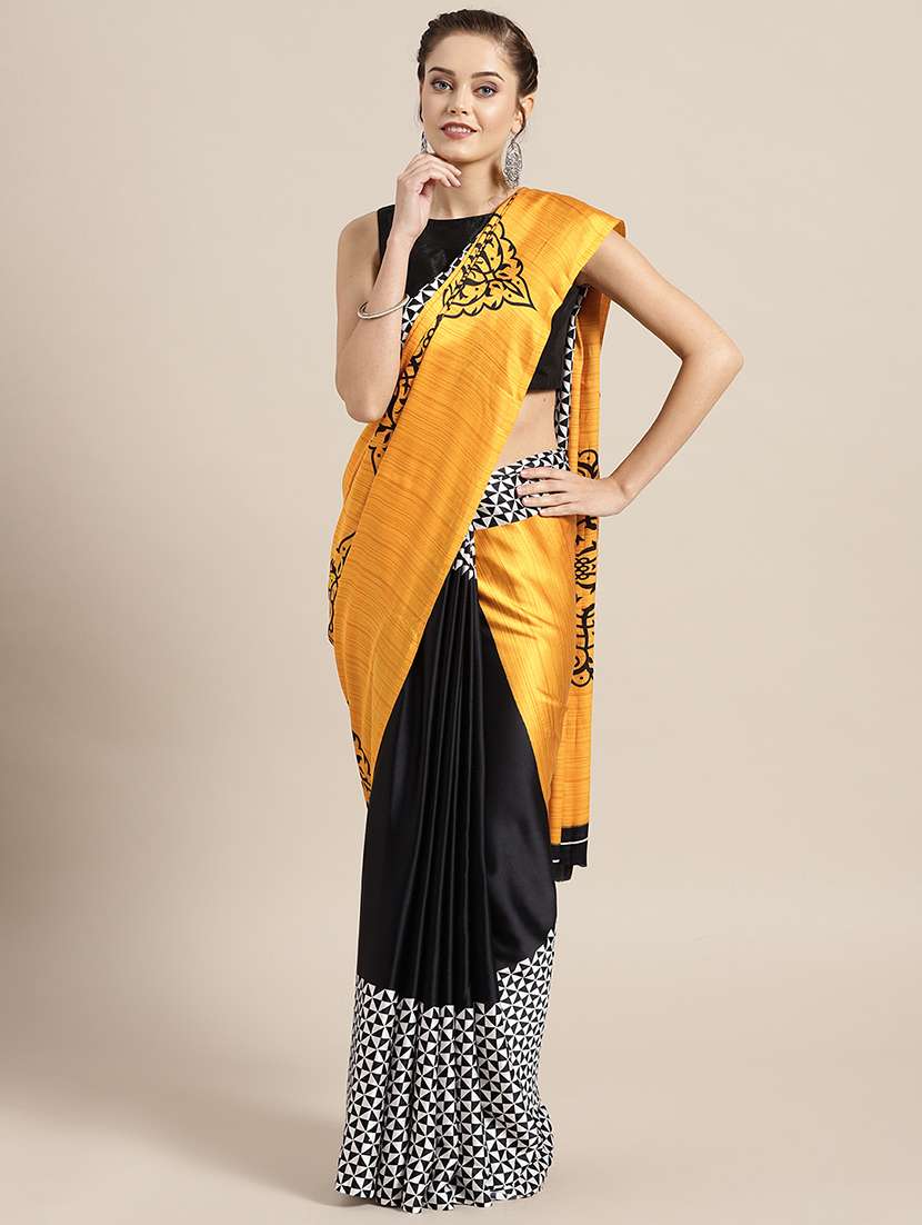 half & half printed saree with blouse