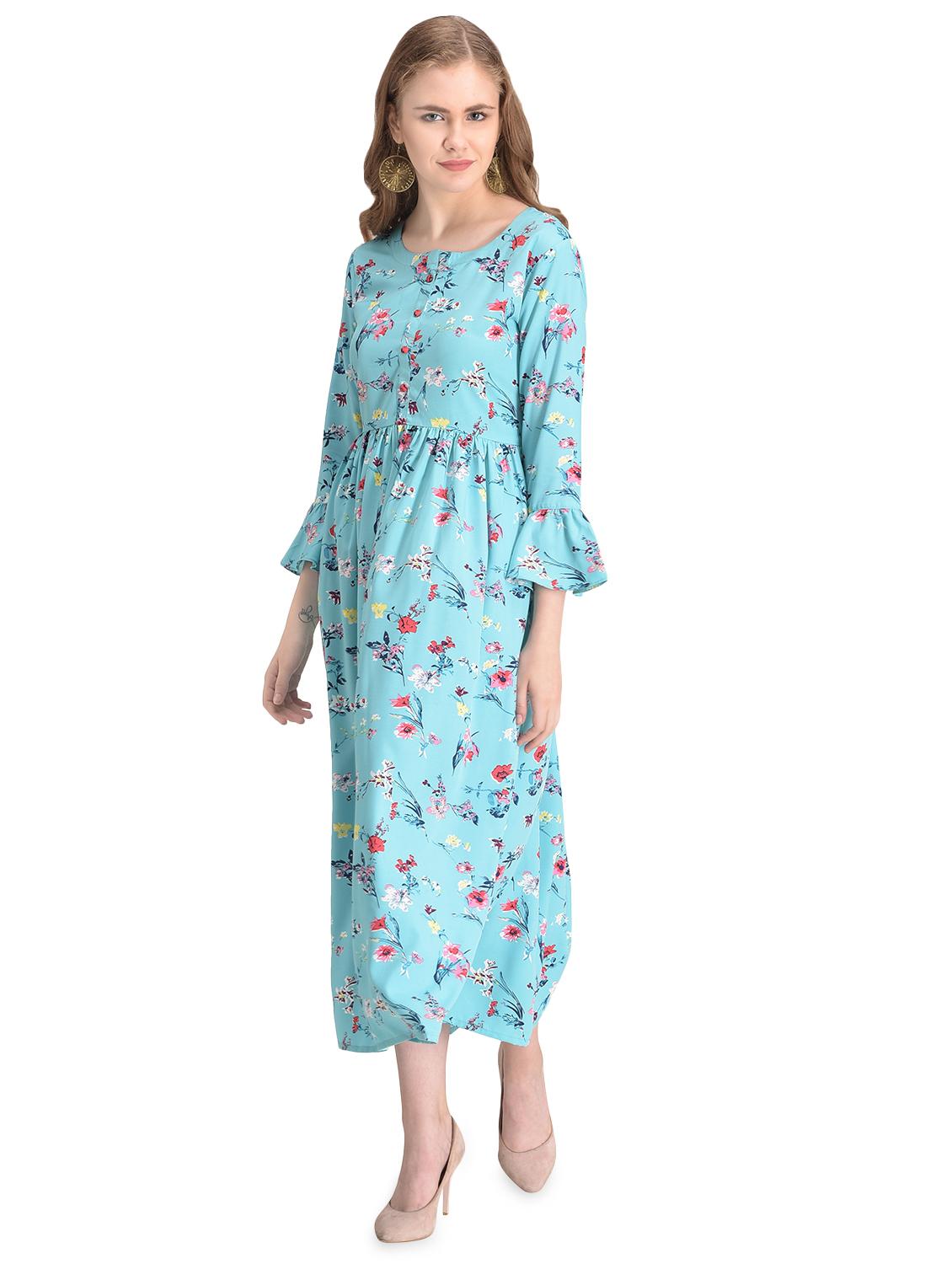 floral flared ethnic dress - 16485982 -  Zoom Image - 0