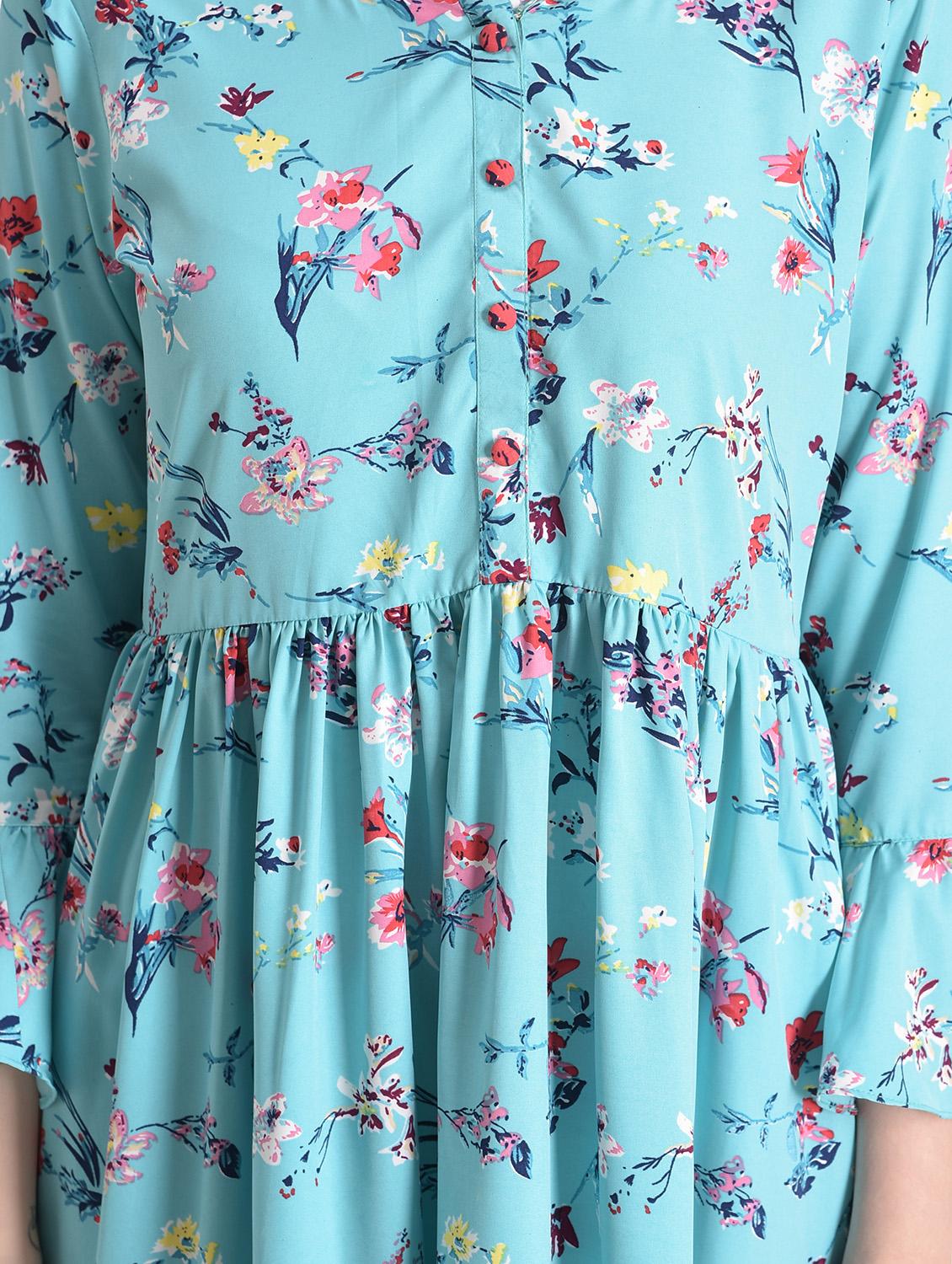 floral flared ethnic dress - 16485982 - Standard Image - 3