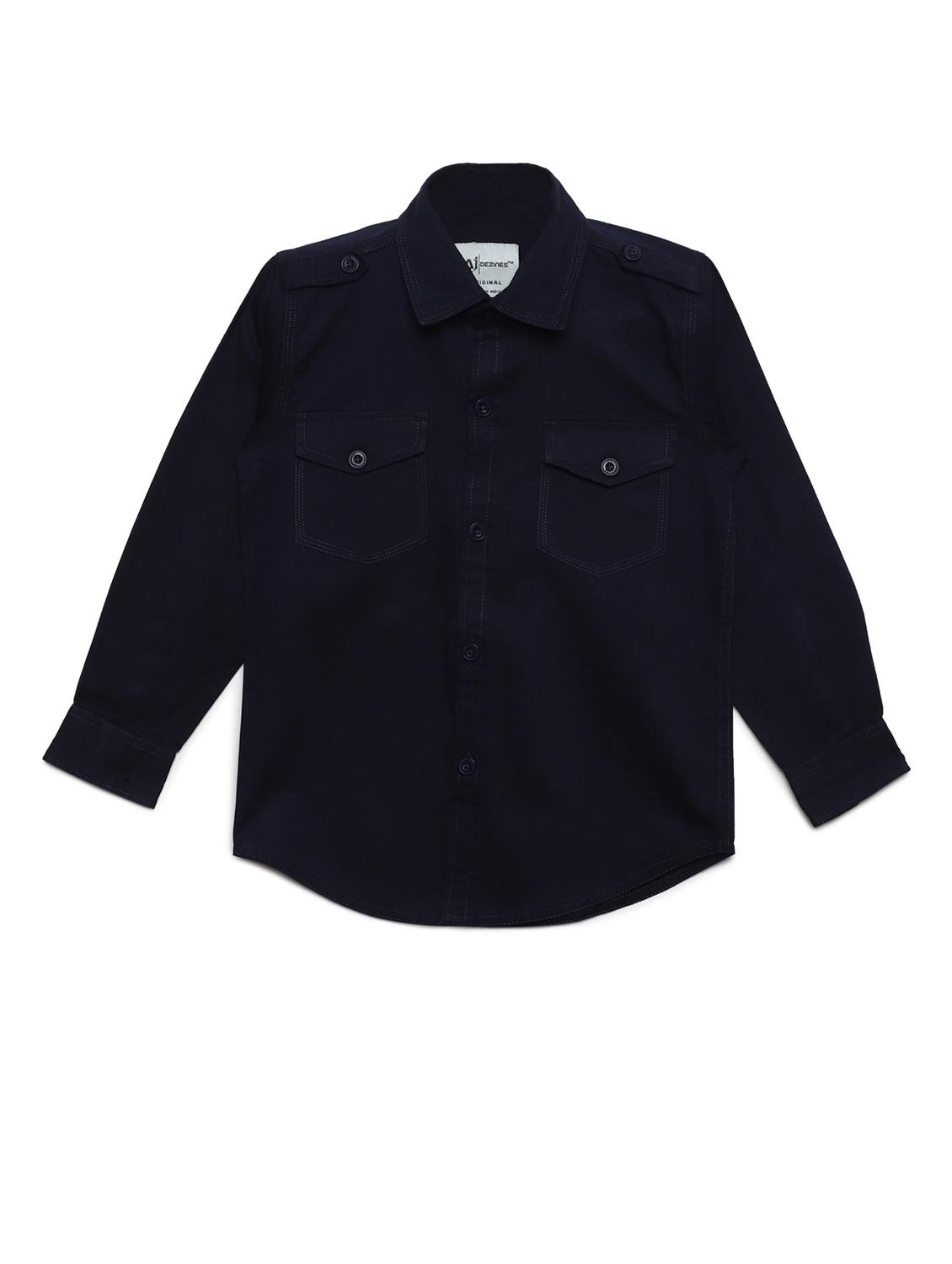 navy blue cotton shirt - 16487029 -  Zoom Image - 0