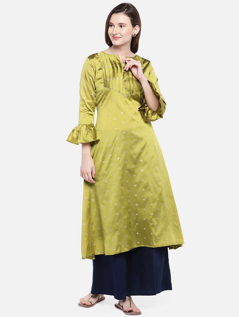 bell sleeves silk a-line kurta