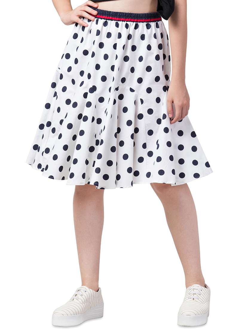 high rise polka dots flared skirt