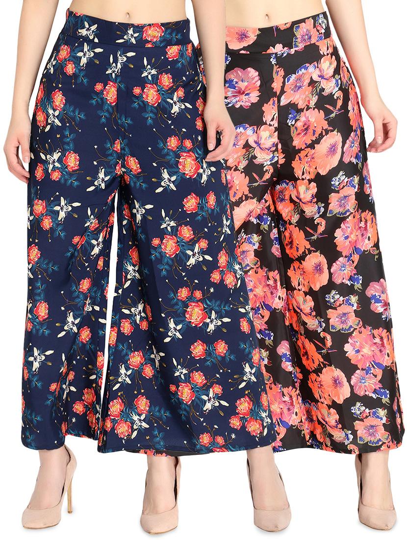 set of 2 floral flared palazzo - 16489346 -  Zoom Image - 0