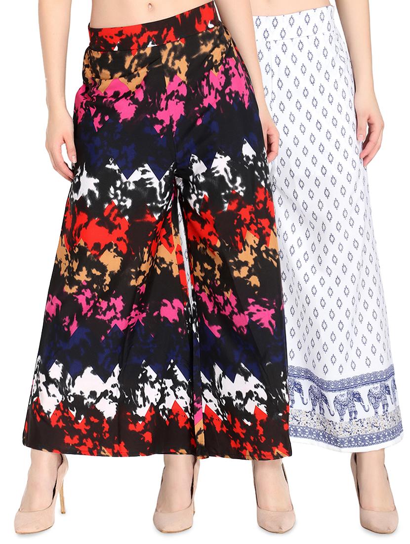 set of 2 high rise floral palazzo - 16489361 - Zoom Image - 0