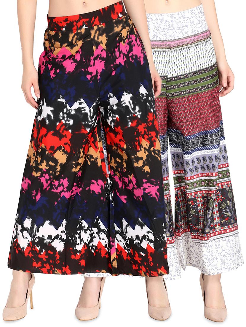 set of 2 high rise floral palazzo - 16489362 - Zoom Image - 0