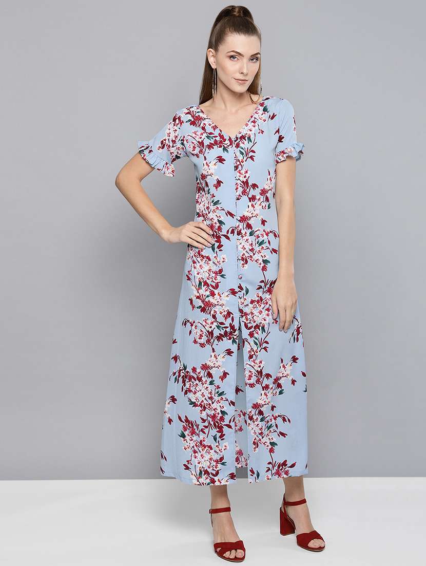 frill detail front slit a-line dress