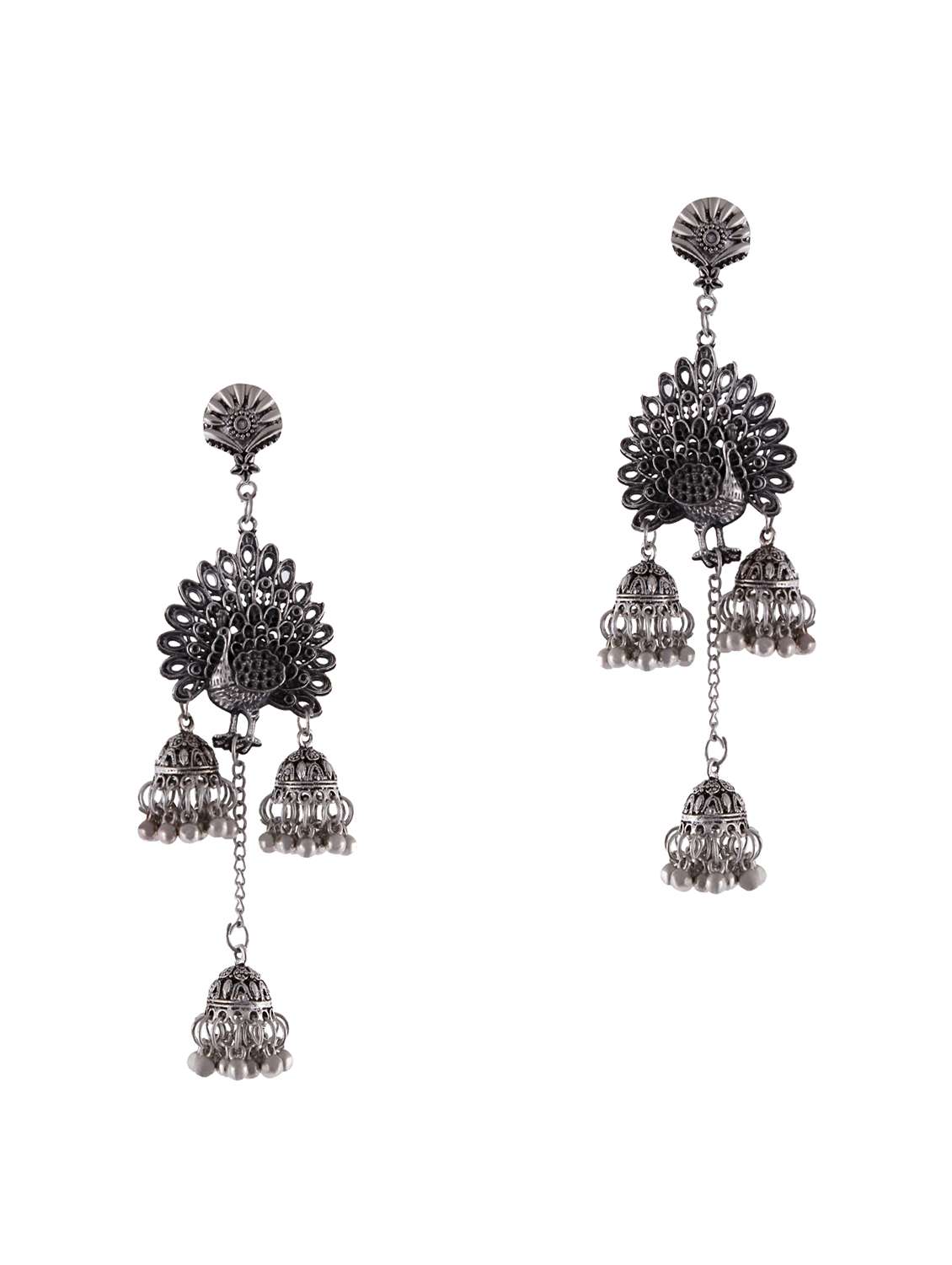 silver metal jhumka earring