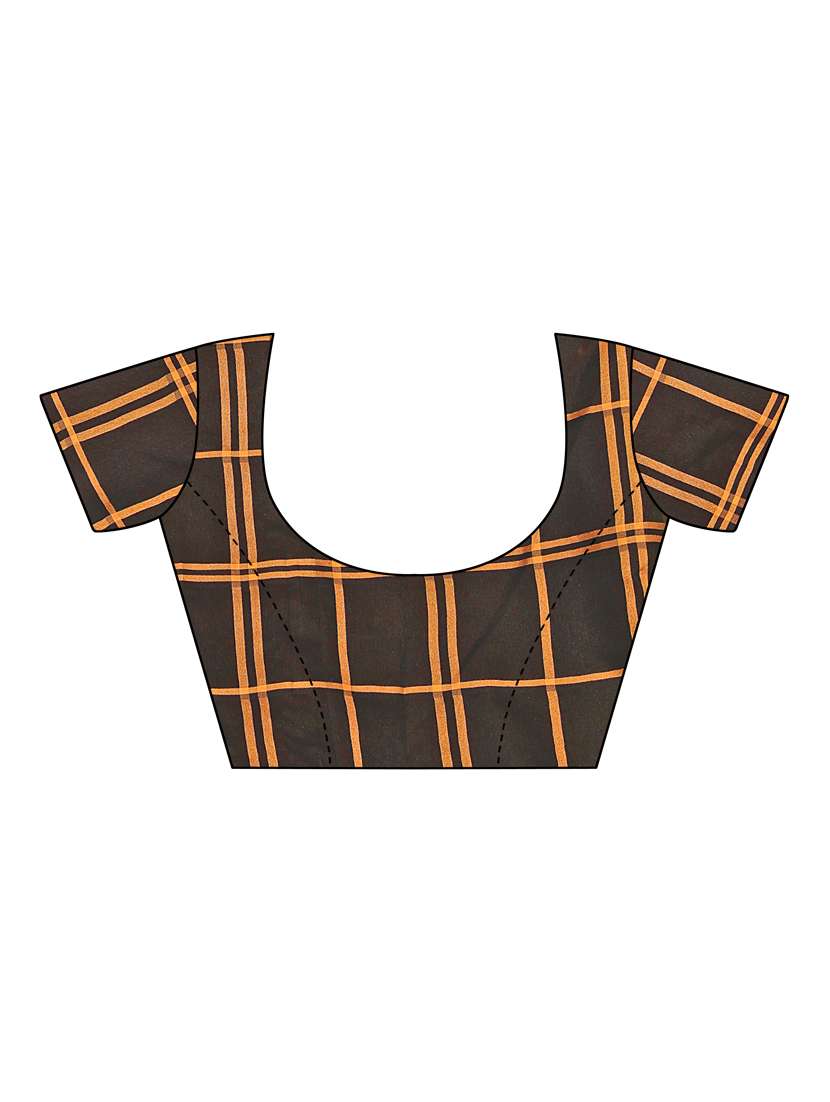 women's stripes black colored saree with blouse - 16490992 - Standard Image - 3