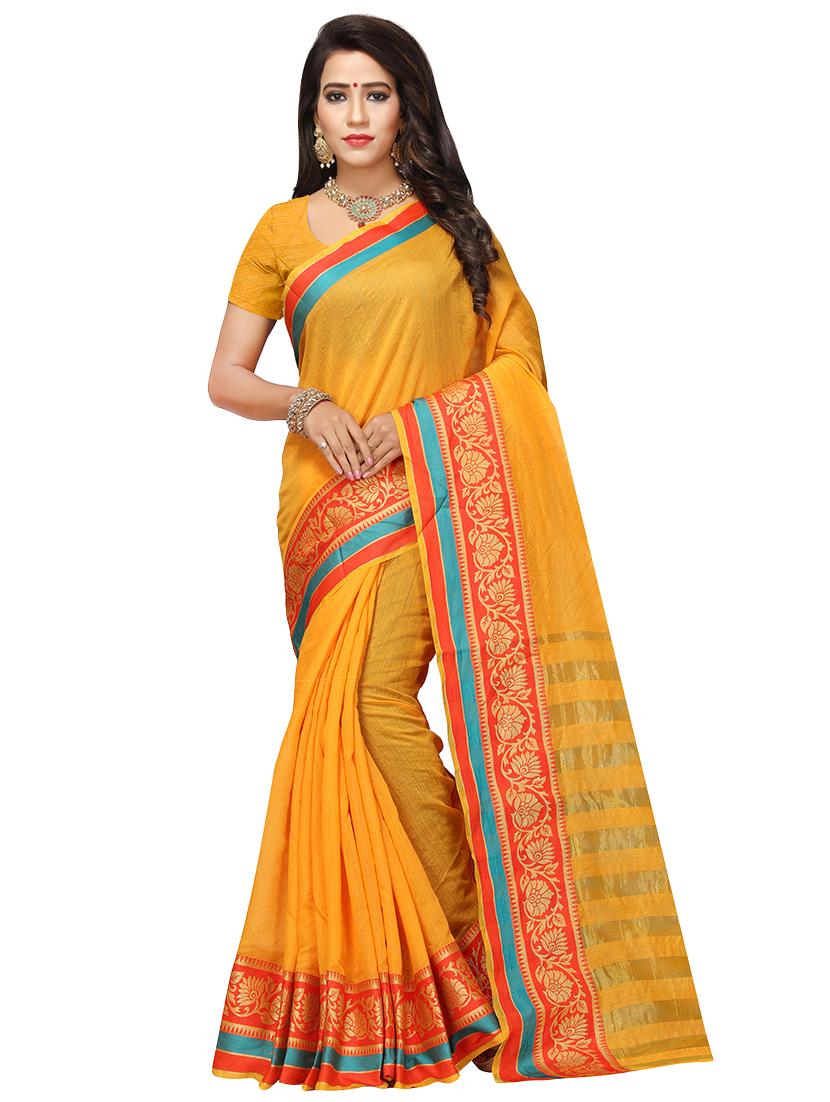 zari border woven saree with blouse - 16492700 - Zoom Image - 0