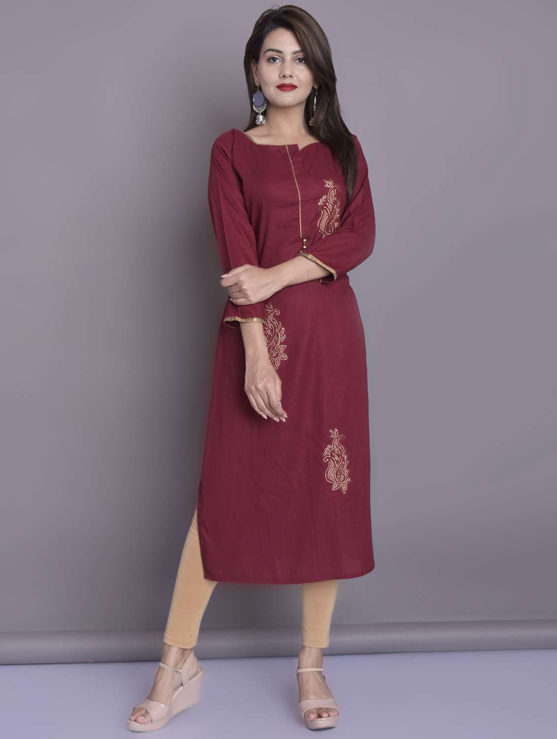 embellished straight kurta