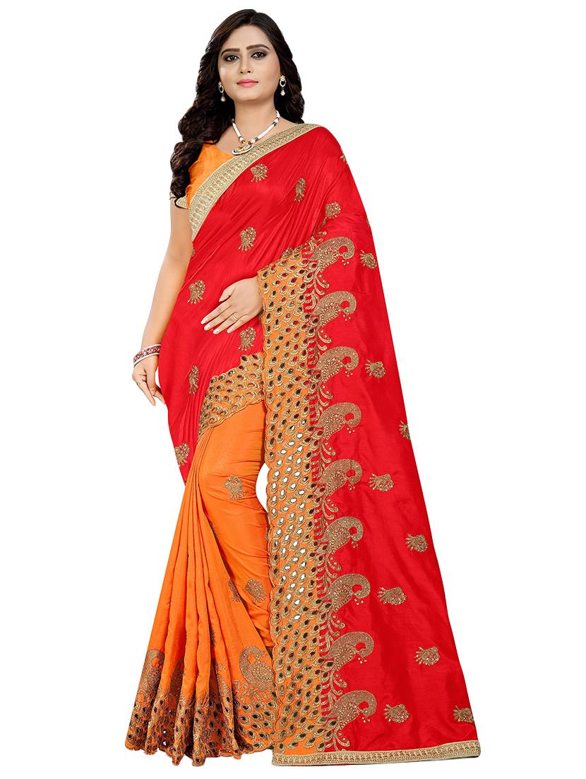half & half embroidered saree with blouse - 16494321 -  Zoom Image - 0
