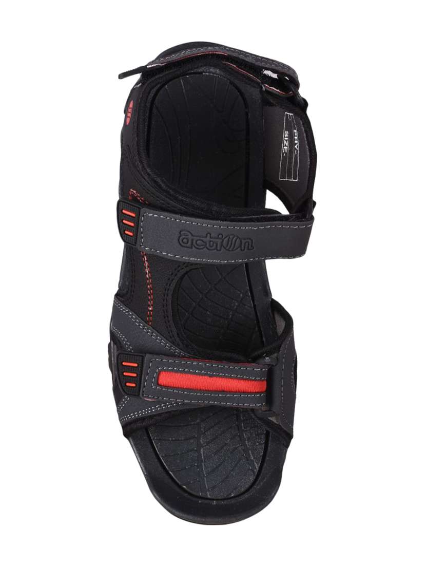 Buy online Action Shoes Black Leatherette Back Strap Floaters from