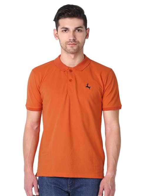 orange solid polo t-shirt - 16494372 - Standard Image - 0