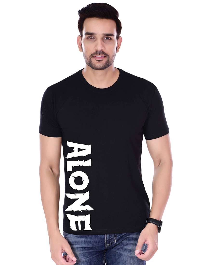 black typographic print t-shirt