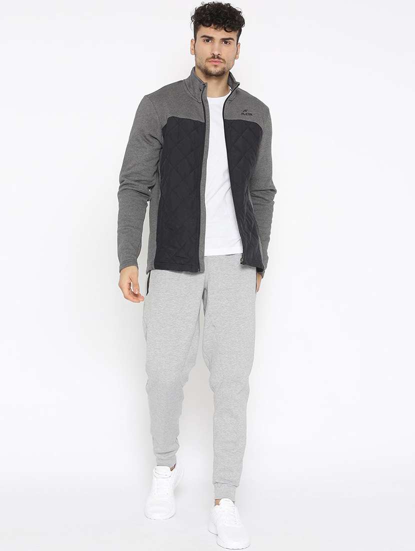 grey color block quilted jacket - 16495679 -  Standard Image - 3