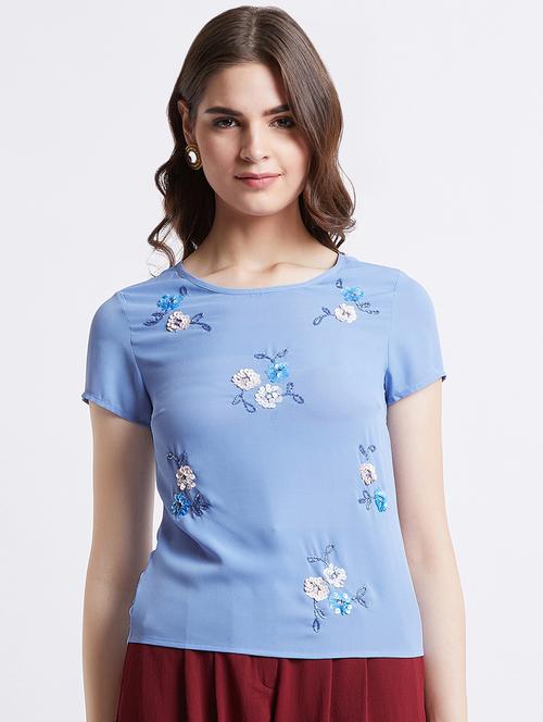 women's straight round neck top - 16496920 - Standard Image - 0