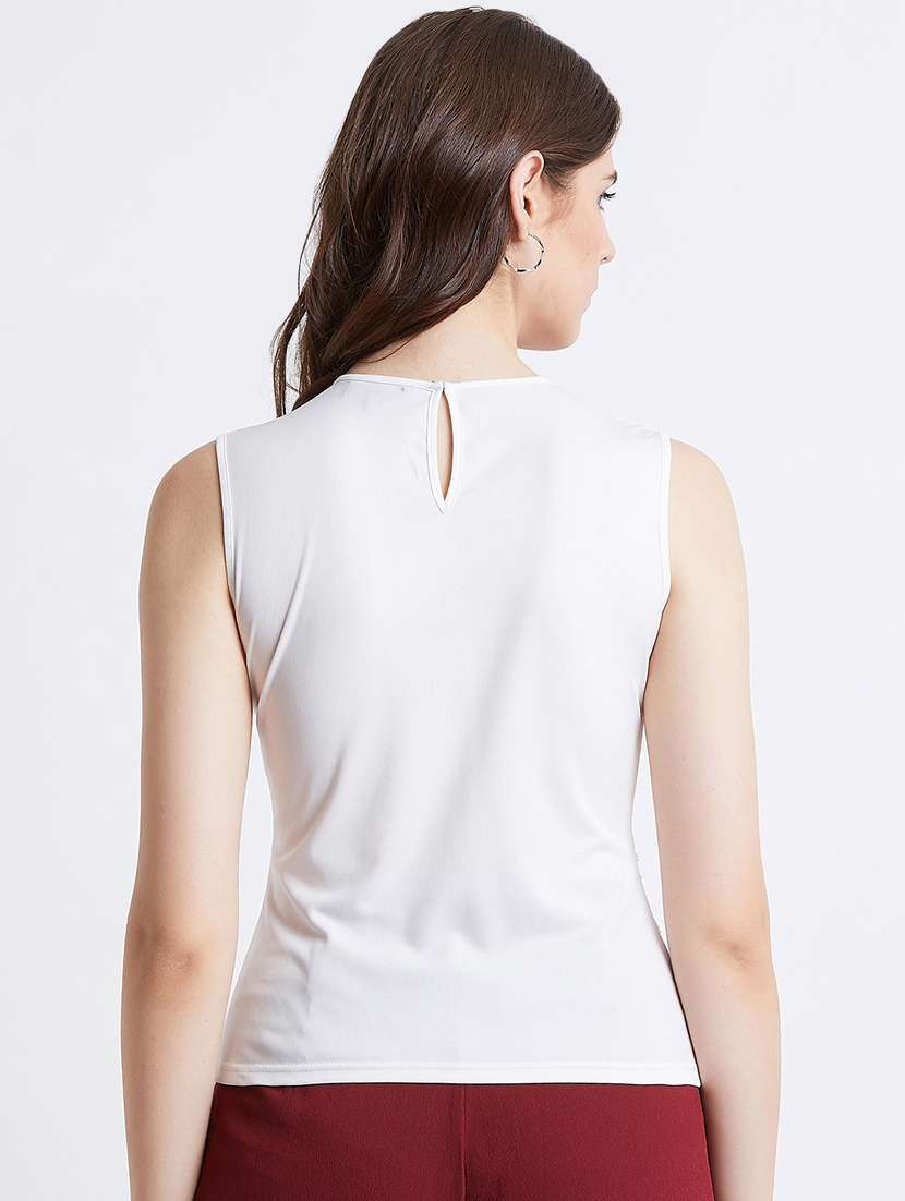 women's straight round neck top - 16496926 - Standard Image - 3