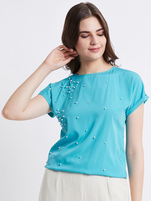 women's straight crew neck top - 16496929 - Standard Image - 0