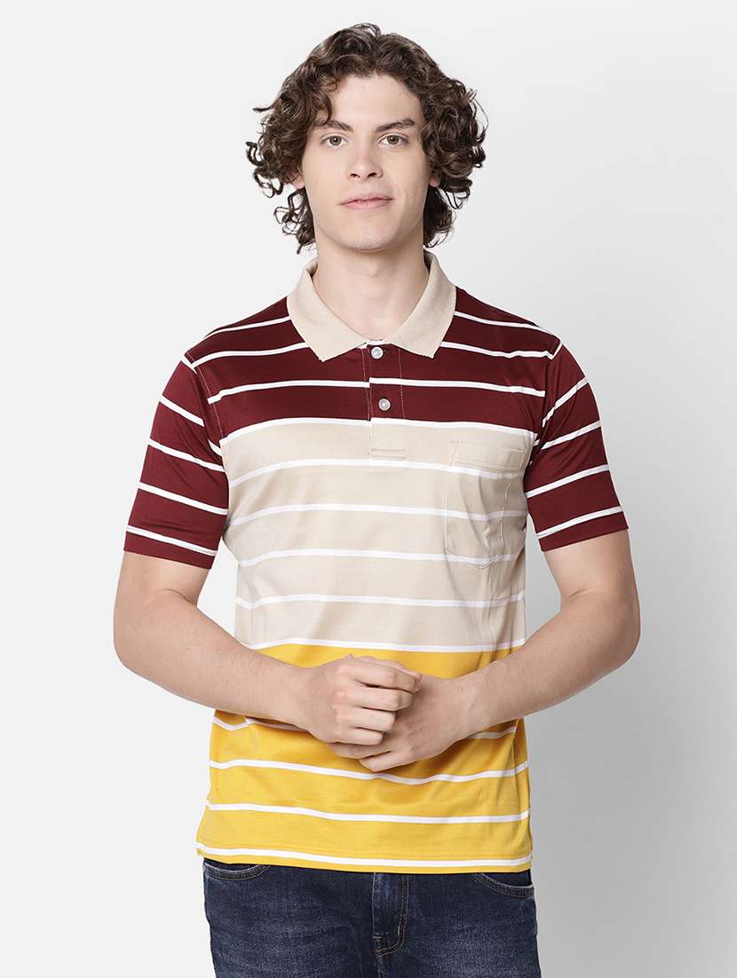 multi colored striped collared t-shirt - 16497889 - Zoom Image - 0