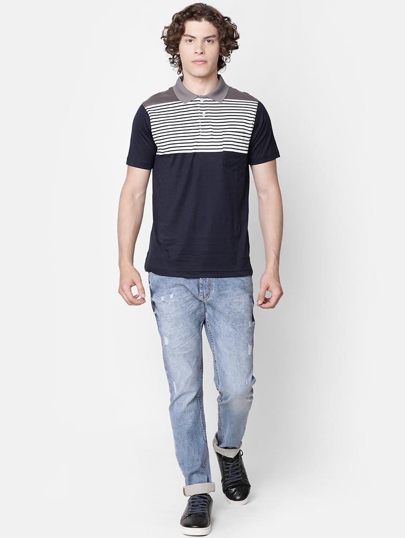 navy blue striped pocket t-shirt - 16497915 - Standard Image - 3