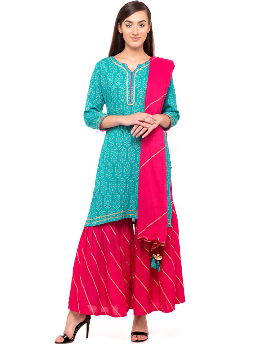 printed kurta sharara set - 16501041 -  Zoom Image - 0