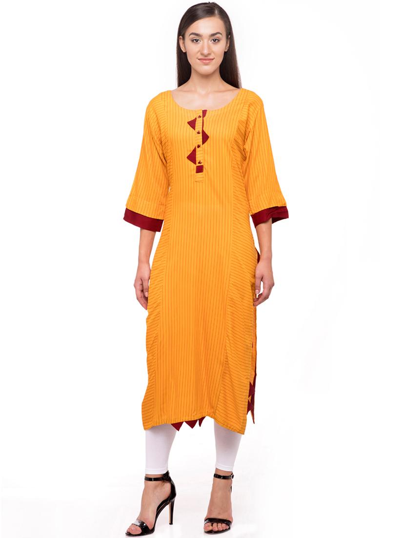 stripes contrast detailed straight kurta - 16501064 - Zoom Image - 0