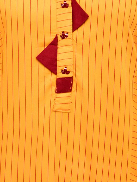 stripes contrast detailed straight kurta - 16501064 - Standard Image - 3