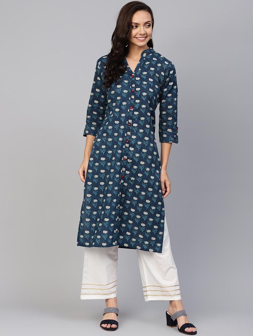 printed kurta palazzo set - 16501134 - Zoom Image - 0