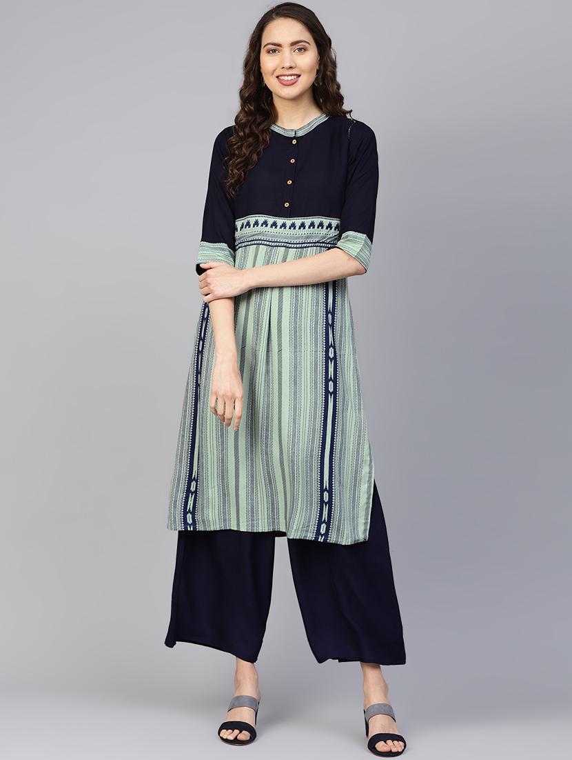 printed kurta palazzo set - 16501139 - Zoom Image - 0