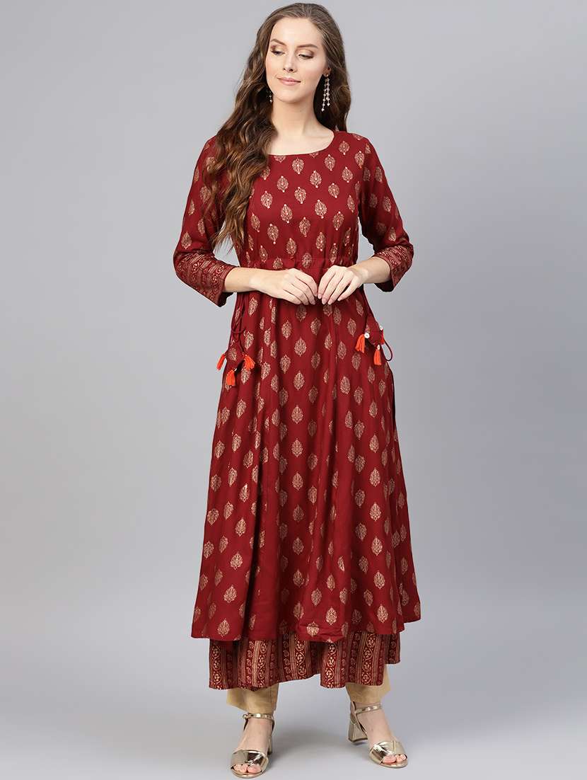 printed layered kurta
