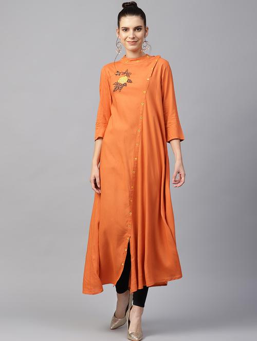 embroidered flared kurta - 16501149 -  Standard Image - 0